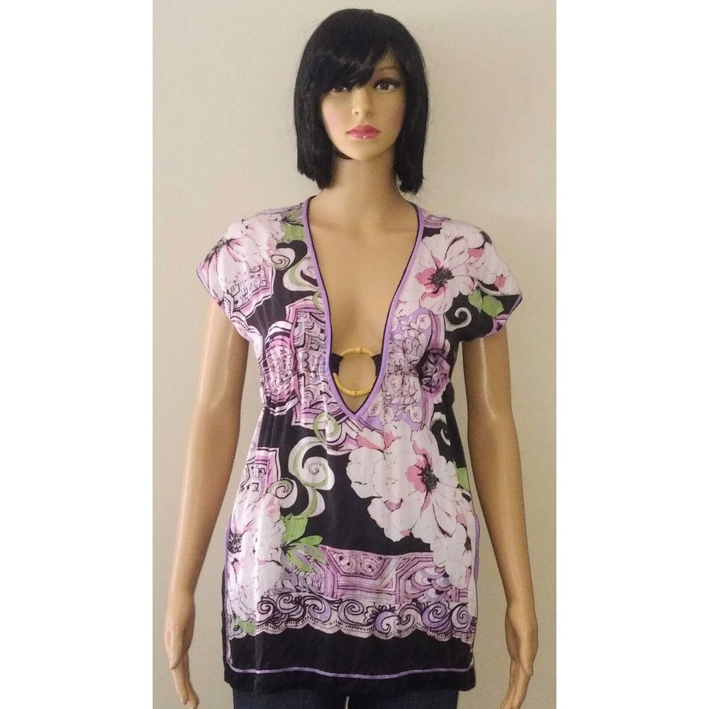 Womens Bebe XXS Multicolor 100% Silk Blouse
